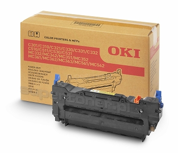 Oryginalny zespół grzewczy (Fuser Unit) do drukarek C301dn, Oki C310dn, Oki C321dn, , Oki C330dn, Oki C331dn, Oki C332dn, Oki C332dnw. Oki C510dn, Oki C511dn, Oki C530dn, Oki C531dn i urządzeń wielofunkcyjnych Oki MC332dn, Oki MC342dn, Oki MC351dn, Oki MC352dn, Oki MC361dn, Oki MC362dn, Oki MC362w, Oki MC363dn, Oki MC561dn, Oki MC562dn, Oki MC561dnw oraz serii Executive Series: Oki ES3451dn, Oki ES3451 MFP, Oki ES3452dn, Oki ES3452 MFP, Oki ES5430dn, Oki ES5431dn, Oki ES5461dn, Oki ES5461MFP, 
Oki ES5462, Oki ES5462dn, Oki ES5462dnw, Oki ES5462 MFP. Wydajność produktu wynosi 60000 stron.