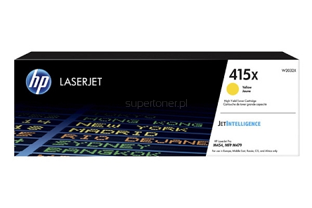 Oryginalny toner HP 415X W2032X do drukarki HP Color LaserJet Pro M454dn M454dw M479fdn M479fdw M479fnw MFP, HP Color LaserJet Enterprise M455dn M480f MFP Żółty o powiększonej wydajności 6000 stron