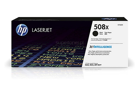 Oryginalny toner HP 508X do drukarki HP Color LaserJet Enterprise M552dn M553dn M553n M553x, M577c M577dn M577f Czarny CF360X o wydajności 12500 stron