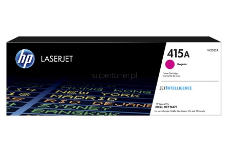 Oryginalny toner HP 415A W2033A do drukarki HP Color LaserJet Pro M454dn M454dw M479fdn M479fdw M479fnw MFP, HP Color LaserJet Enterprise M455dn M480f MFP Purpurowy o standardowej wydajności 2100 stron