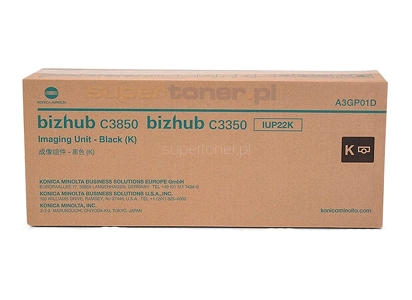 Oryginalny bęben Konica Minolta Bizhub C3350 C3850 C3850FS czarny / Black (IUP22K, IUP-22K, A3GP01D). Wydajność bębna wynosi 50000 stron wg normy ISO/IEC 19798.