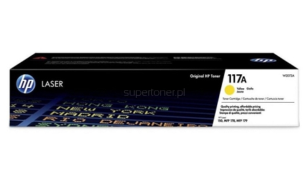Oryginalny toner HP 117A W2072A do drukarki HP Color LaserJet 150a 150nw, HP Color LaserJet MFP 178nw 178nwg, HP Color LaserJet MFP 179fnw 179fwg Żółty o standardowej wydajności 700 stron