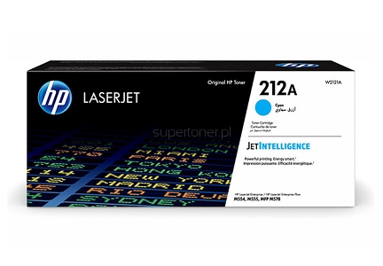 HP W2121A Oryginalny toner HP 212A do drukarki HP Color LaserJet Enterprise M554dn M555dn M555x, M578c M578dn M578f M578z Cyan Błękitny o standardowej wydajności 4500 stron