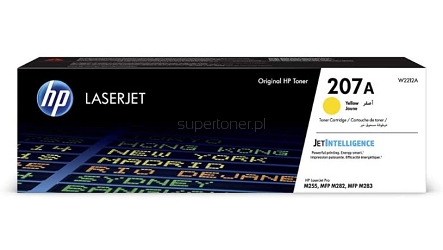 Oryginalny toner HP 207A W2212A do drukarki HP Color LaserJet Pro M255dw M255nw, HP Color LaserJet Pro MFP M282nw, HP Color LaserJet Pro MFP M283fdn M283fdw Żółty o standardowej wydajności 1250 stron