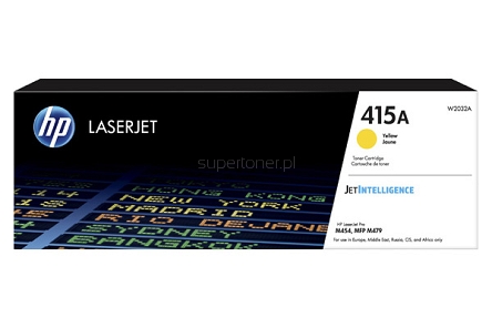 Oryginalny toner HP 415A W2032A do drukarki HP Color LaserJet Pro M454dn M454dw M479fdn M479fdw M479fnw MFP, HP Color LaserJet Enterprise M455dn M480f MFP Żółty o standardowej wydajności 2100 stron