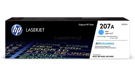 Oryginalny toner HP 207A W2211A do drukarki HP Color LaserJet Pro M255dw M255nw, HP Color LaserJet Pro MFP M282nw, HP Color LaserJet Pro MFP M283fdn M283fdw Błękitny o standardowej wydajności 1250 stron