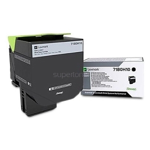 Oryginalny toner Lexmark 71B0H10 do drukarek Lexmark CS417, Lexmark CS417dn, Lexmark CS517, Lexmark CS517de, Lexmark CX417, Lexmark CX417de, Lexmark CX517, Lexmark CX517de. Toner zwykły czarny o kodzie: 71B0H10. Wydajność wynosi 6000 stron zgodnie z normą ISO/IEC 19798.
