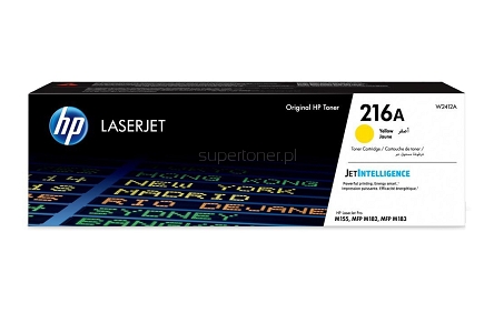 Oryginalny toner HP 216A do drukarki HP Color LaserJet Pro M155a M155nw M182n M182nw M183fw Żółty W2412A o wydajności 850 stron