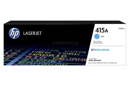 Oryginalny toner HP 415A W2031A do drukarki HP Color LaserJet Pro M454dn M454dw M479fdn M479fdw M479fnw MFP, HP Color LaserJet Enterprise M455dn M480f MFP Cyjan o standardowej wydajności 2100 stron