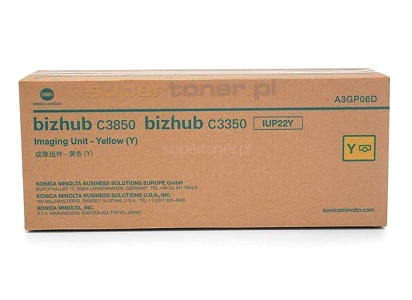 Oryginalny bęben Konica Minolta Bizhub C3350 C3850 C3850FS żółty / Yellow (IUP22Y, IUP-22Y, A3GP06D). Wydajność bębna wynosi 50000 stron wg normy ISO/IEC 19798.