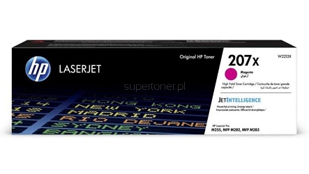 Oryginalny toner HP 207X W2213X do drukarki HP Color LaserJet Pro M255dw M255nw, HP Color LaserJet Pro MFP M282nw, HP Color LaserJet Pro MFP M283fdn M283fdw Purpurowy o powiększonej wydajności 2450 stron