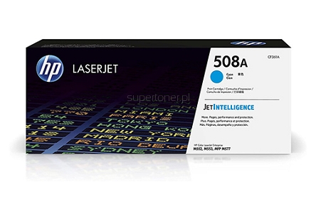 Oryginalny toner HP 508A do drukarki HP Color LaserJet Enterprise M552dn M553dn M553n M553x, M577c M577dn M577f Błękitny CF361A o wydajności 5000 stron