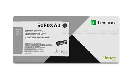 Oryginalny toner Lexmark 50F0XA0, 500XA do drukarek Lexmark MS410, Lexmark MS410dn, Lexmark MS415, Lexmark MS415dn, Lexmark MX310, Lexmark MX310dn, Lexmark MX410, Lexmark MX410de. Wydajność kasety z tonerem wynosi 10000 stron zgodnie z normą ISO/IEC 19752.