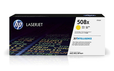Oryginalny toner HP 508X do drukarki HP Color LaserJet Enterprise M552dn M553dn M553n M553x, M577c M577dn M577f Yellow Żółty CF362X o wydajności 9500 stron